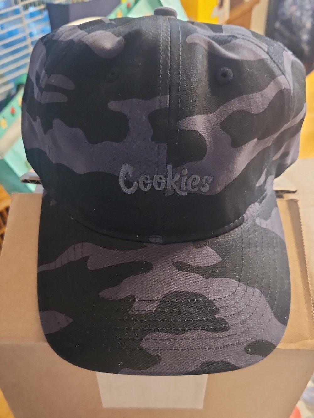 Cookies Original Logo Dad Black & Gray Camo Baseball Hat
